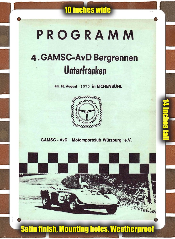 Metal Sign - 1970 Eichenbühl Hill Climb Racing Program - 10x14 inches