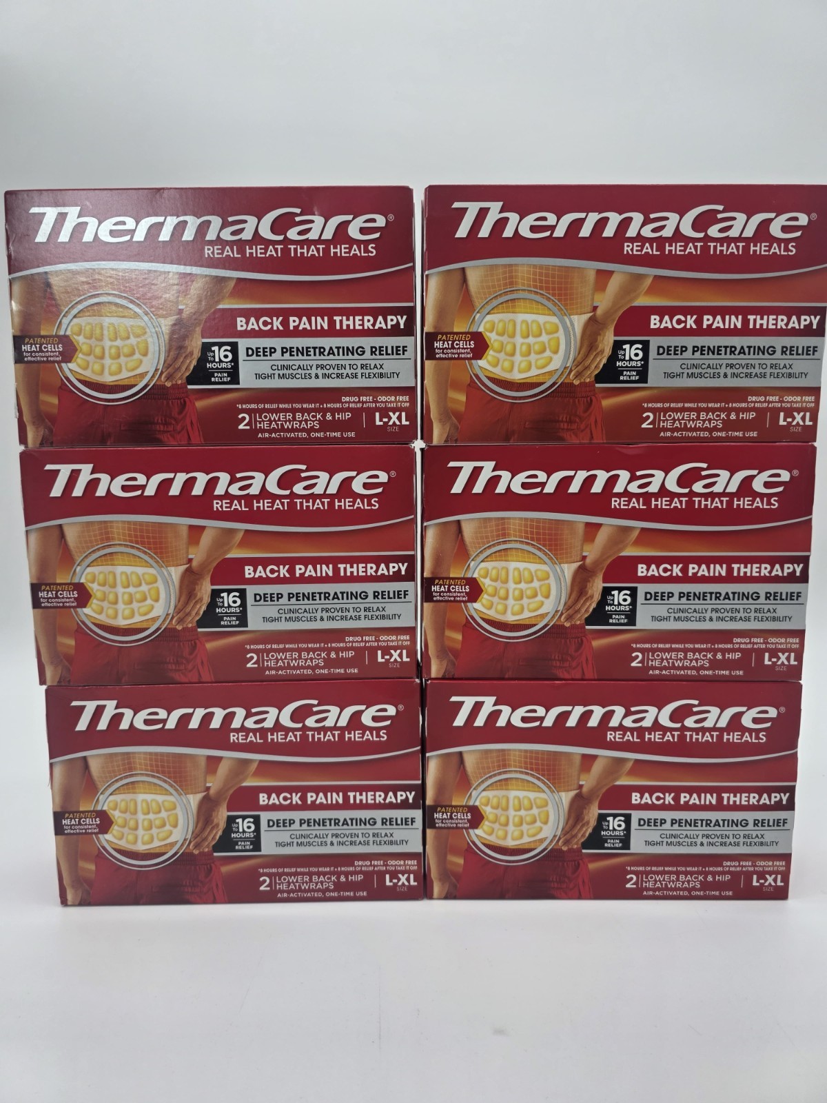 Qty 12 ThermaCare Heatwraps Advanced Lower Back & Hip Pain Heat Therapy L-XL