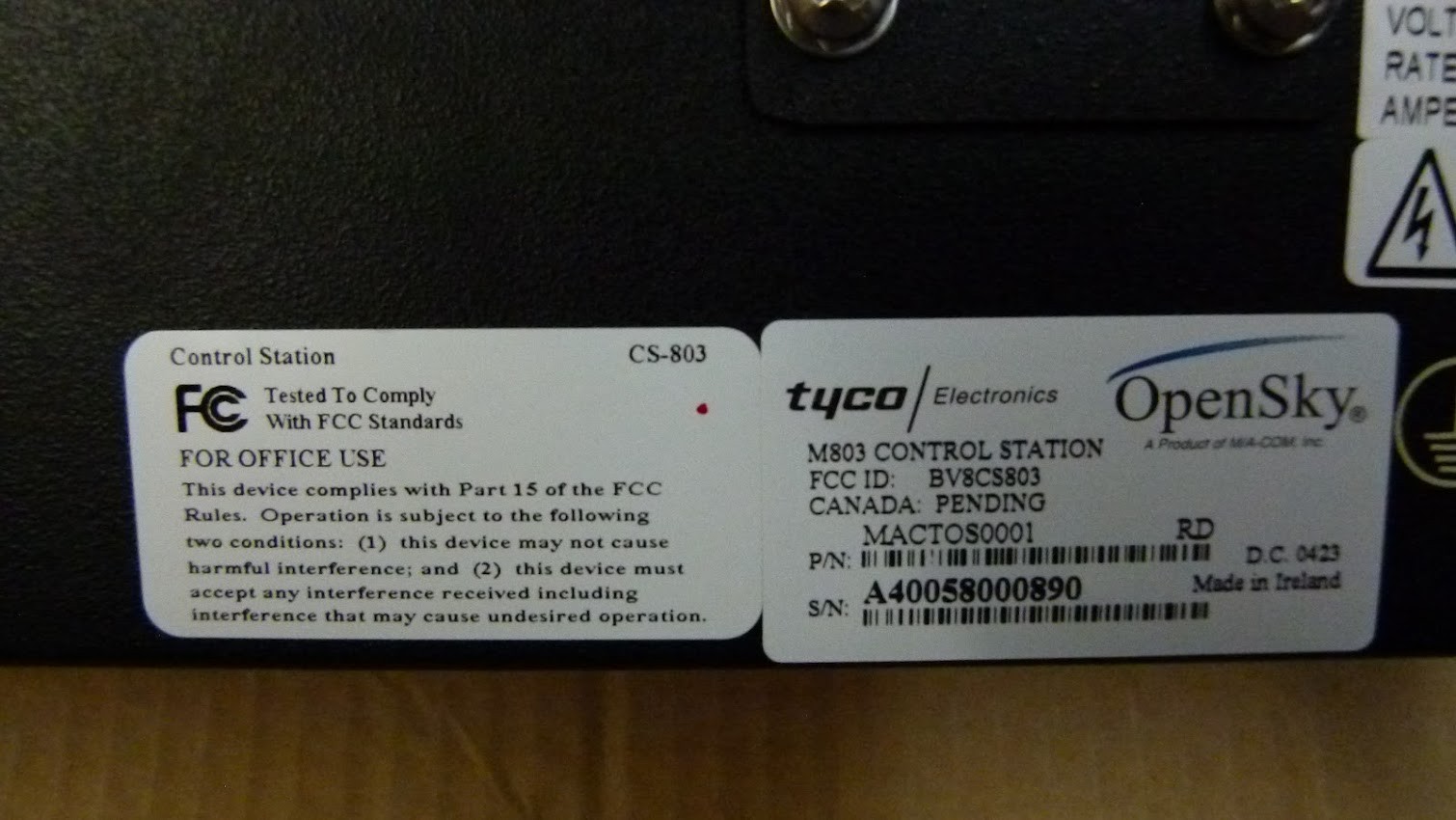 MACOM CS-803 Tyco OpenSky Control Station MACTOS0001