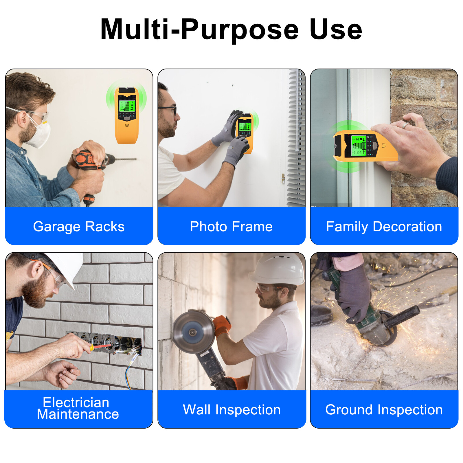 5 in 1 Stud Finder Wall Scanner LCD Display Detector for Wood AC Wire Metal Pipe