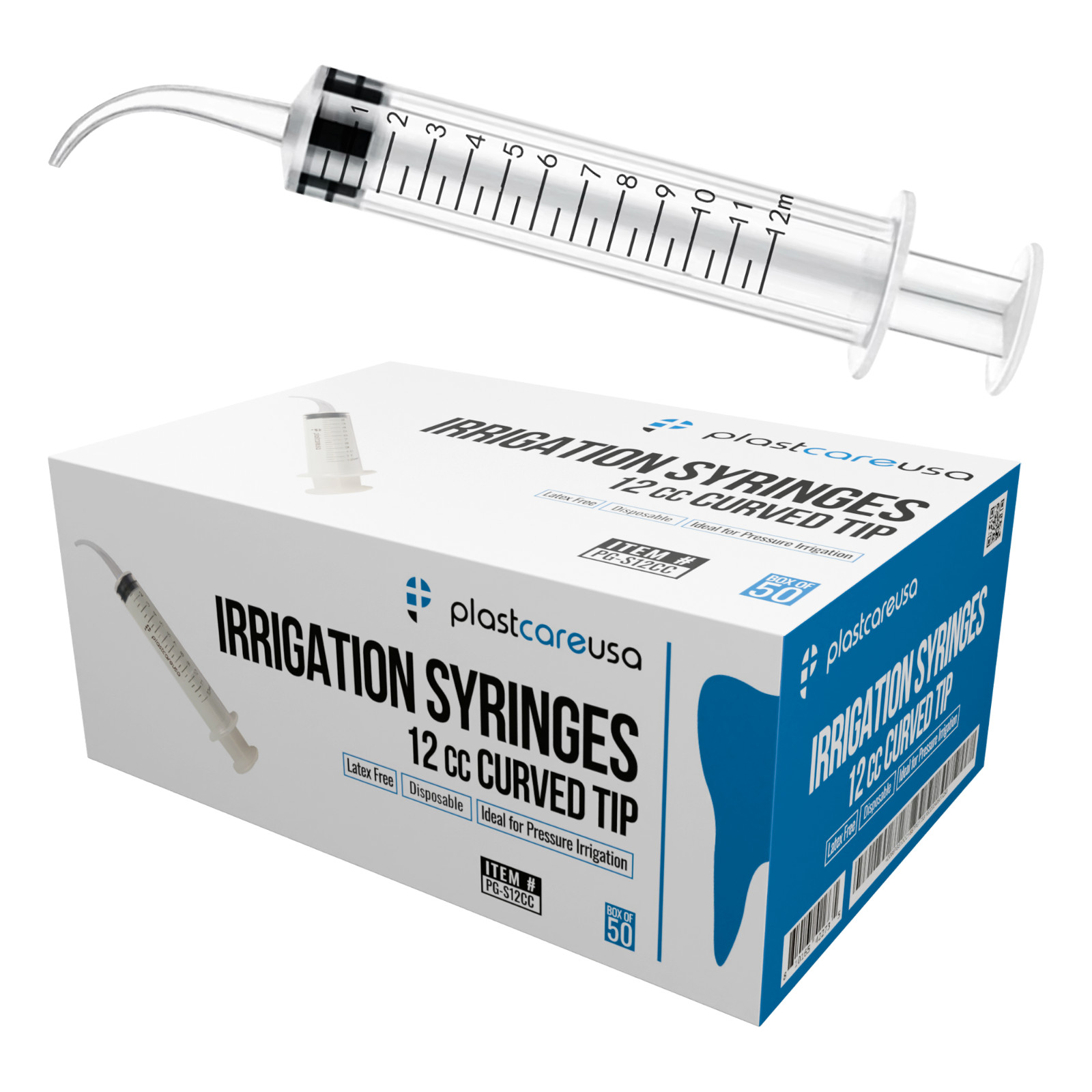 Curved Tip 12cc Oral Irrigation Syringes Disposable Dental Utility (Choose Qty)