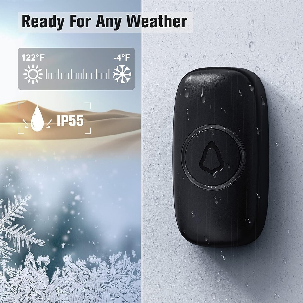 Smart & Stylish Wireless Doorbell with 2 Buttons & Memory Function - Waterproof