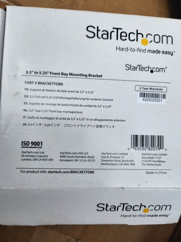 STARTECH 3.5" to 5.25" Front Bay Mounting Bracket  ,Black