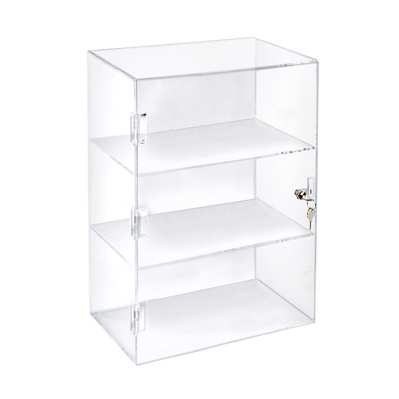 Azar Acrylic Lockbox Countertop Display Case w/ 3 Shelves 12.375" Wide