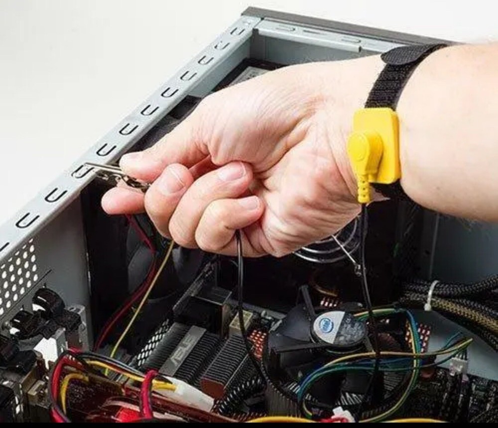 2 Pack Anti-Static Adjustable Grounding Wrist Strap Components Black,Yellow