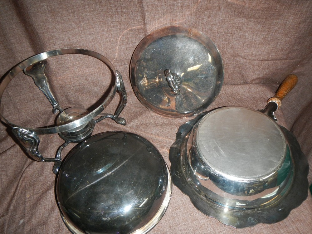 Georgetown Heavy Silverplate Chafing Dish W/Lid, Stand, Burner F.B. Rogers