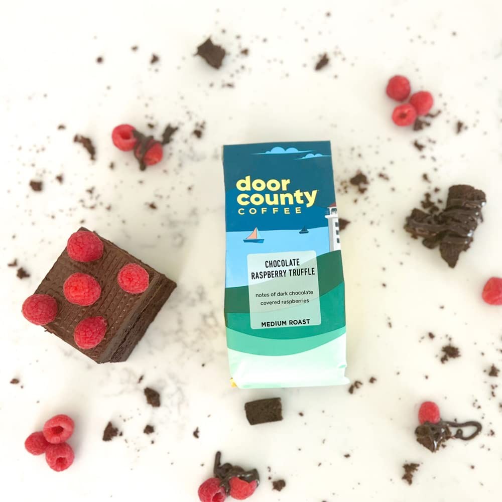 Door County Coffee Chocolate Raspberry Truffle Medium Roast Ground 10oz