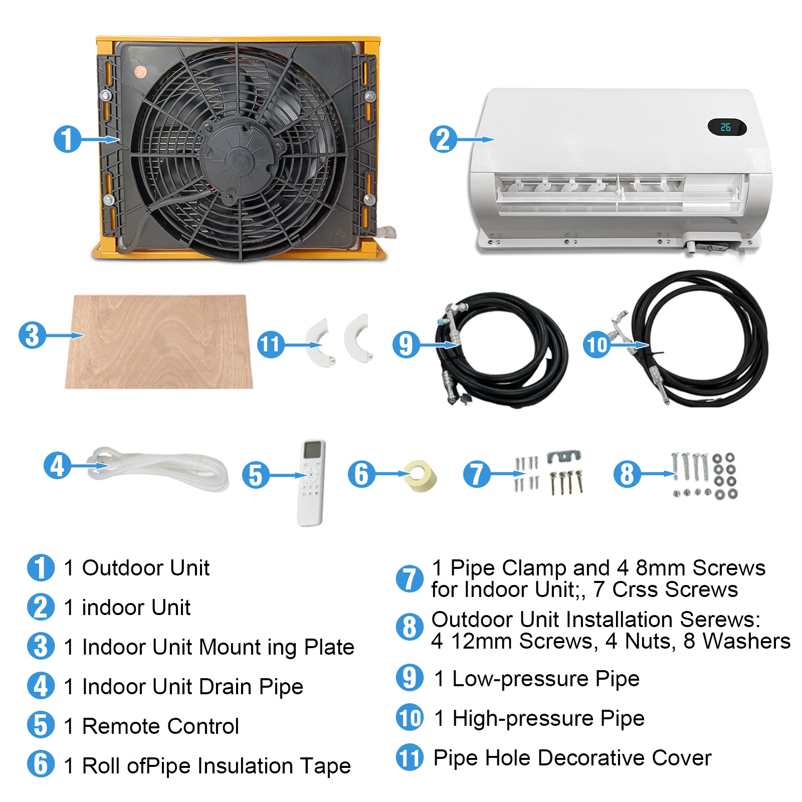 Universal 24V 12000 btu Split Cooling Cab Air Conditioner For Truck RV Caravan