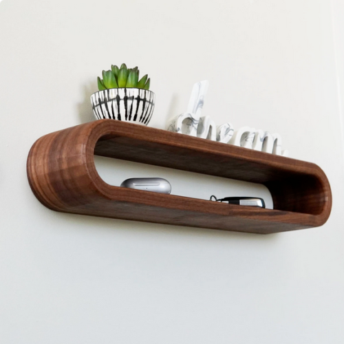 12"inche Bent Wood Shelves Solid Walnut Wood Shelf Curved Floating Shelves Decor