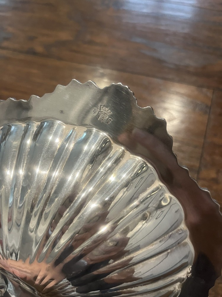 Vtg Silver Plate Silver By Sacks Clam Shell 3 Section Tray