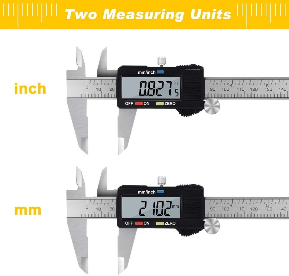 Digital Caliper Stainless Steel 0-6 Inch LCD Screen Inch Millimeter Conversion