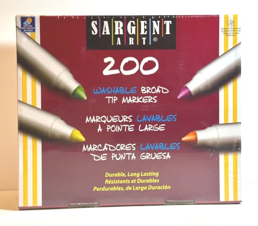 New Sargent Art 200-Count Washable Broad Tip Marker Class Pack Assortment