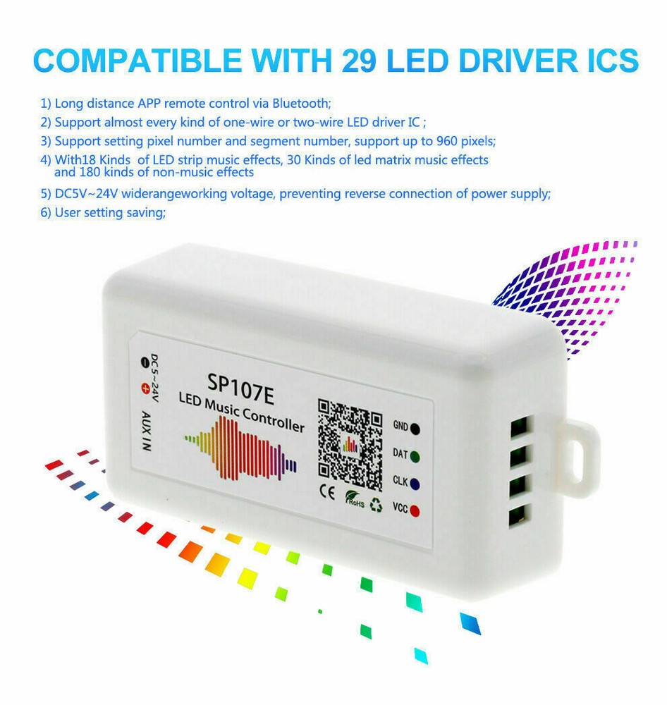 Ws2812b Ws2811 Led Music Controller SP107E RGB Bluetooth Controller DC5-24V