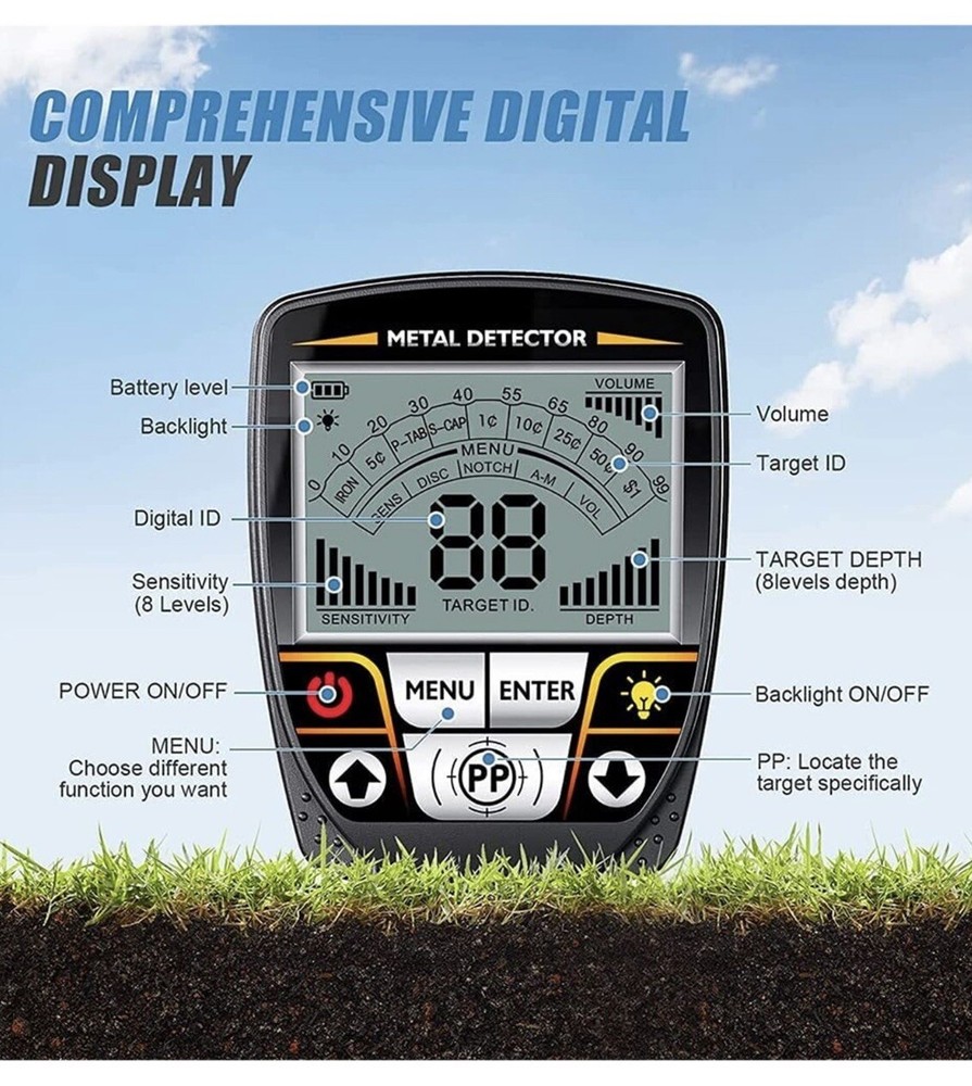 Foldable Metal Detector SJ009, High Accuracy Lightweight Collapsible, Open Box
