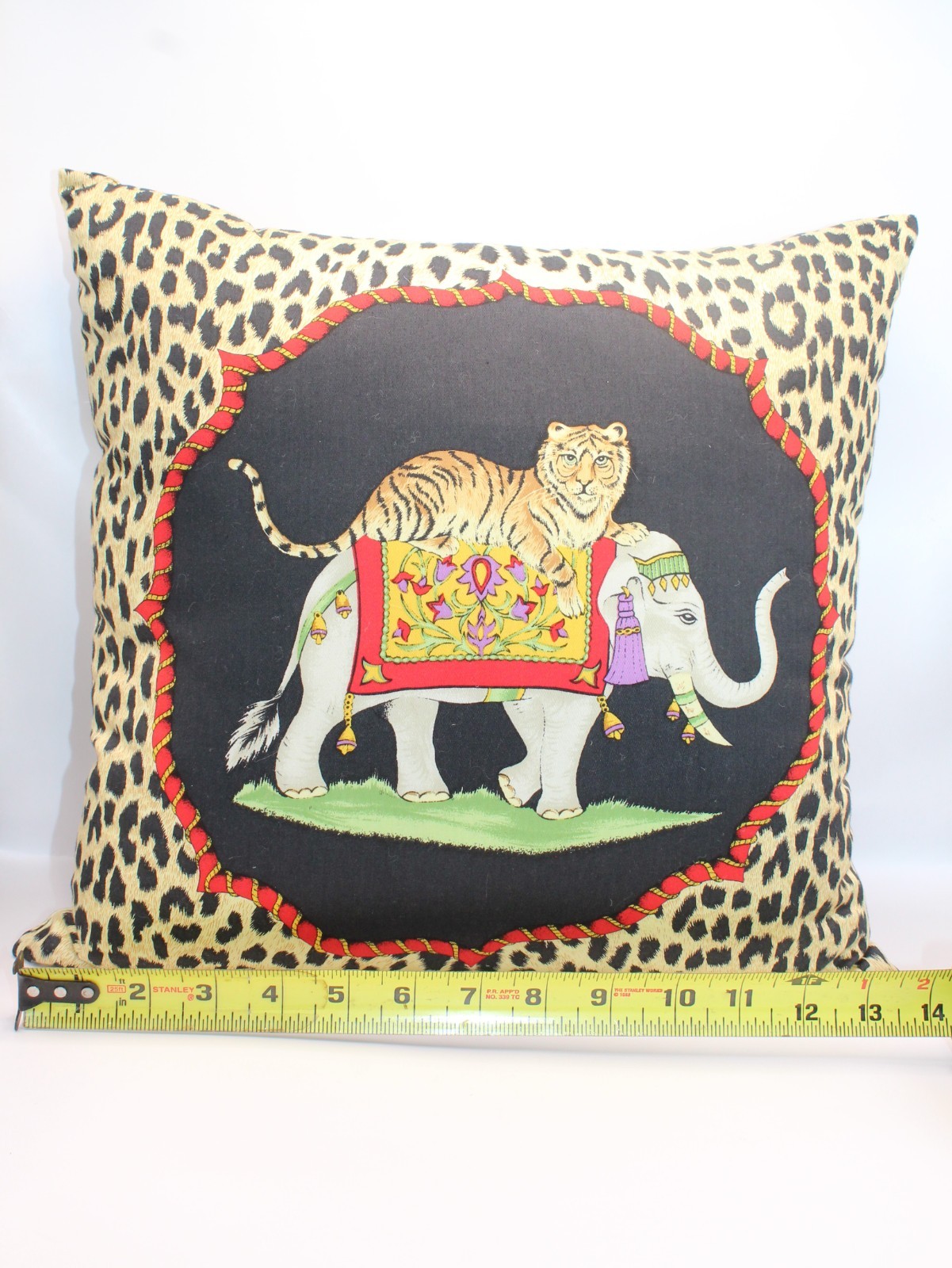 Jim Thompson Thailand Tiger & Elephant Pillow Case w/ Pilllow Thai Silk 13x13