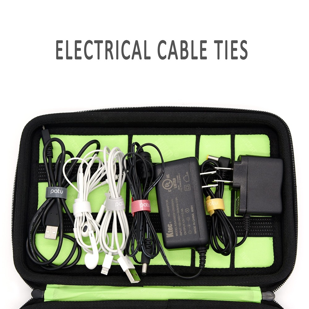 Patu 30-Pack Reusable 3 Hook Loop Cable Ties - Black Cable Organizer