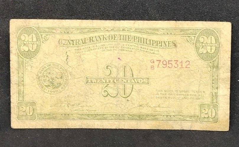 1949 Philippines 20 Centavos GB795312