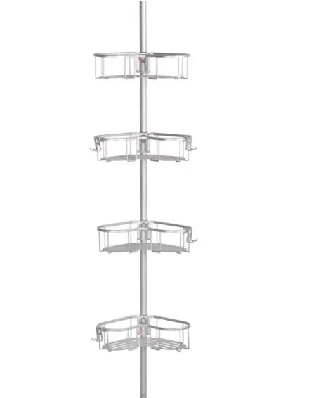 Utopia Alley Shower Caddy Corner 4-Flat Adjustable Shelf Rustproof Satin Chrome