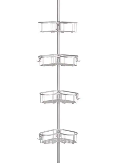 Utopia Alley Shower Caddy Corner 4-Flat Adjustable Shelf Rustproof Satin Chrome
