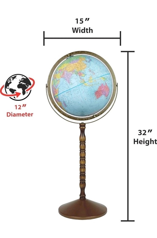 Replogle Treasury Floor Globe, Blue 12" Rough Surface