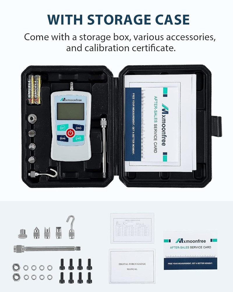 Professional 500N Force Gauge Push Pull Tester - Peak, Auto-Off, Storage Case