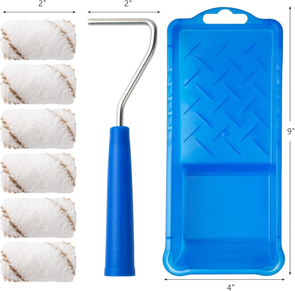 Compact Microfiber Paint Roller Pack - 9 Pieces for Effortless Home Renovation