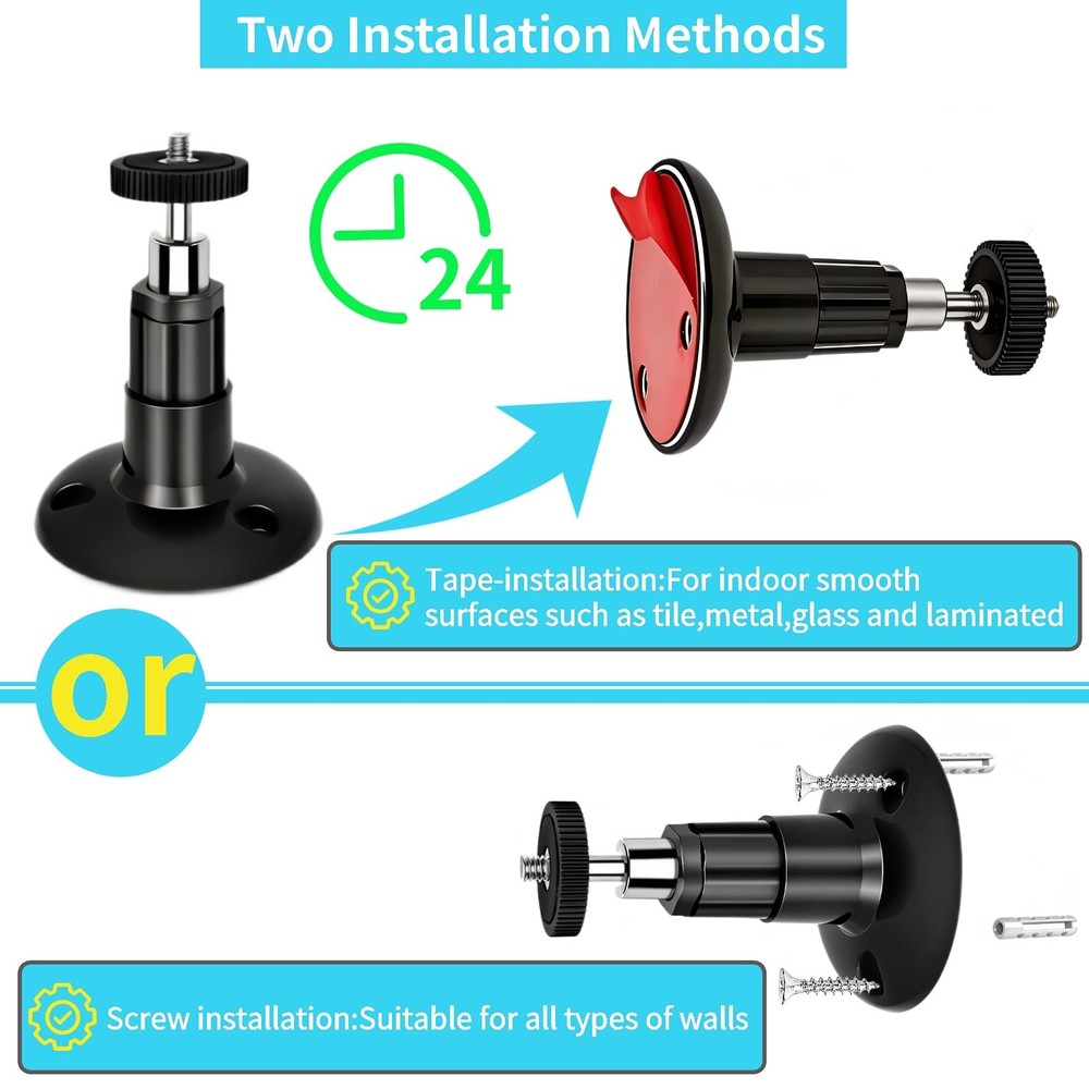 2 Pack Adjustable Security Wall Mount for Ring Camera&Stick Up Cam Black