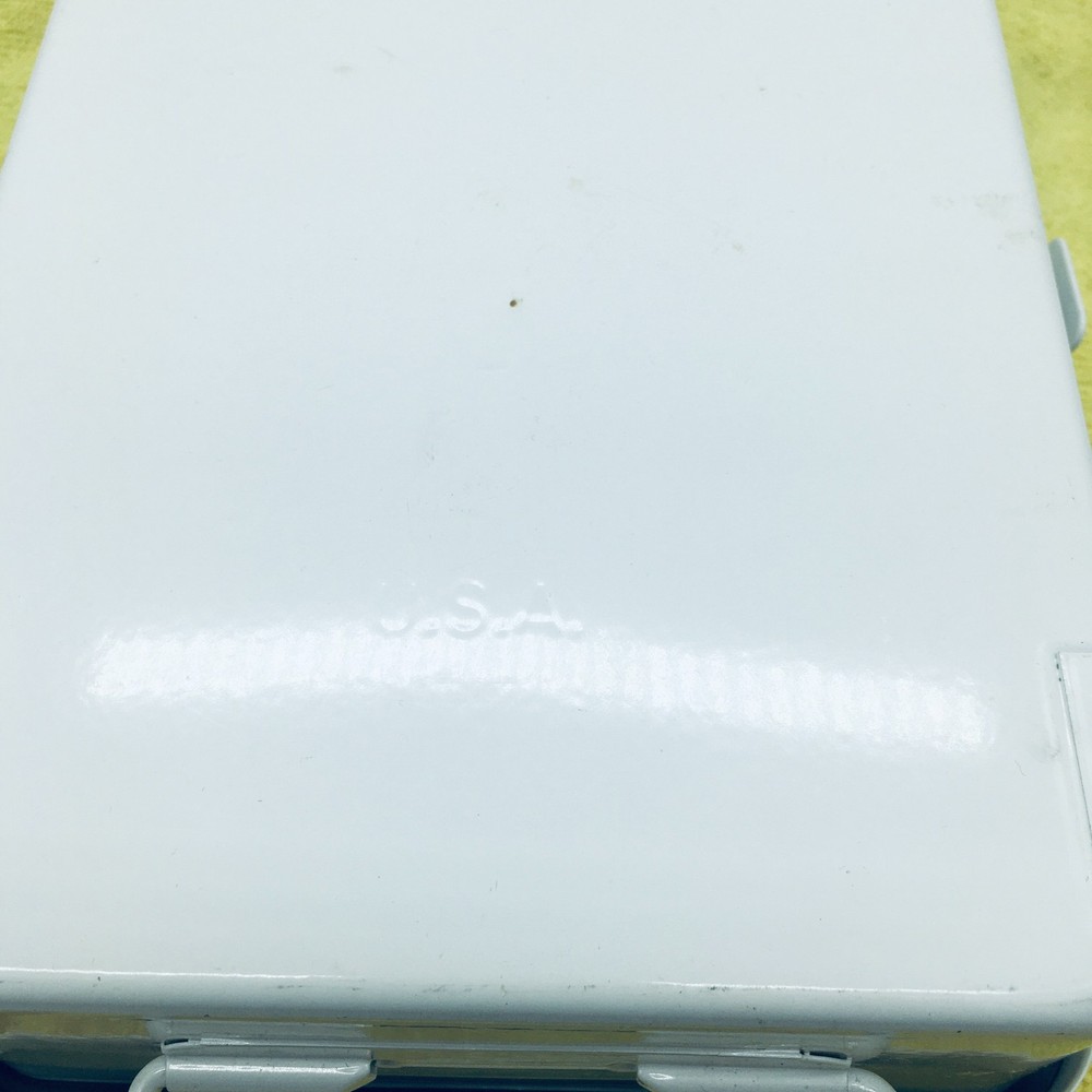 Vintage White Solid Steel Container Storage Tool box 7"X10" Medium