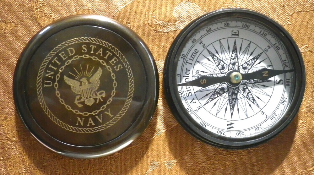 United States Navy Compass, Solid Metal with Gift Box. Working Compass. New.