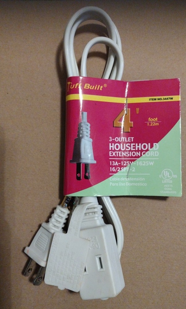 3 outlet extension cord 4ft