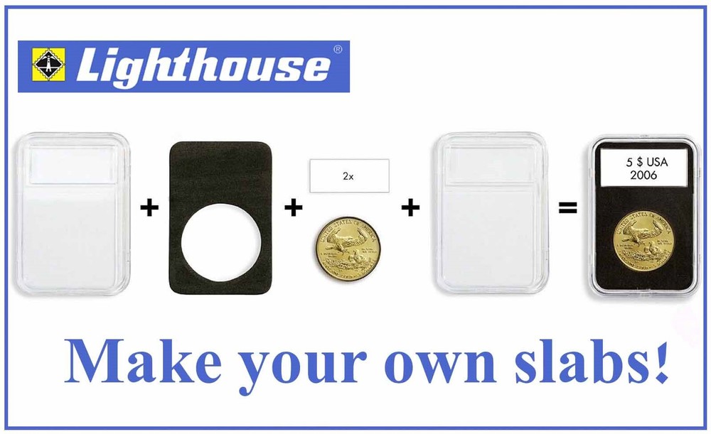 Lighthouse Quickslab Coin Holder 39mm 5 Slabs Capsule $5 Silver Round / Maple