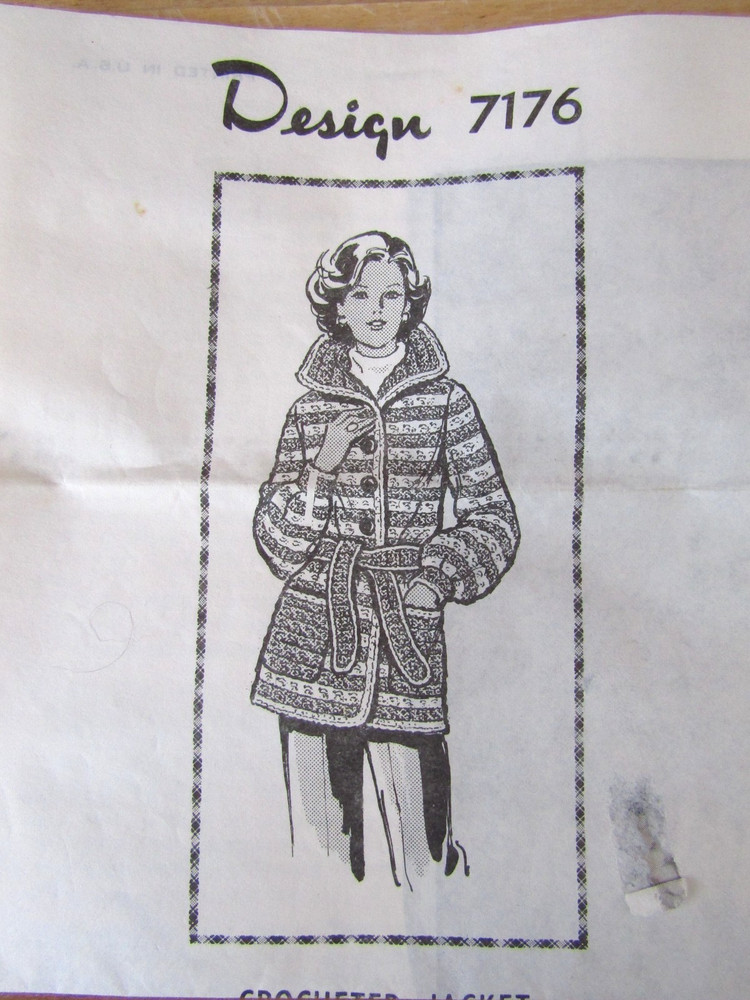 Crochet Jacket Pattern Womens  Design 7176 Mail Order Size 8-18