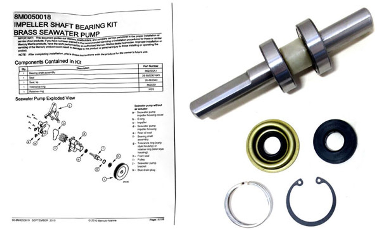 OEM Mercury MerCruiser Water Pump Drive Impeller Shaft Bearing Kit 8M0140001