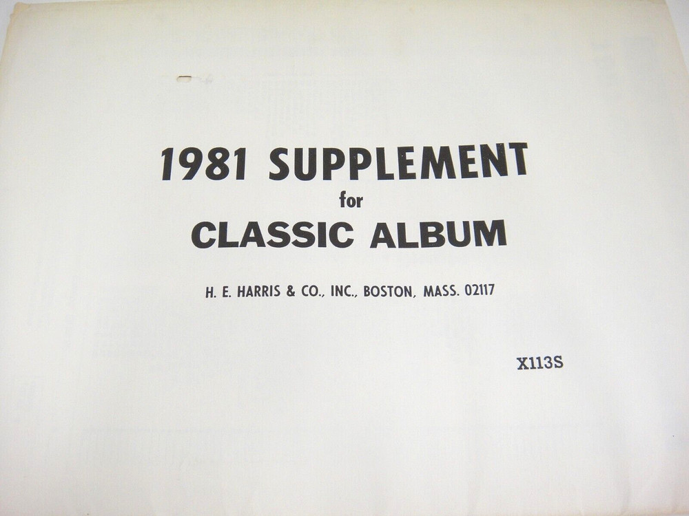 Harris 1981 Supplement for United States Classic Album X113S NOS