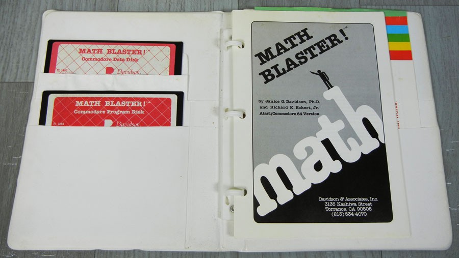 MATH BLASTER Commodore 64/128 Atari 800/1200/65/130 Computer w/Davidson Software
