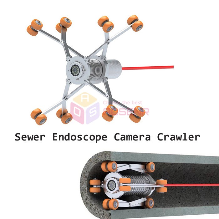 Sewer Endoscope Camera Crawler with Retractable Extension Bracket Guide Pulley