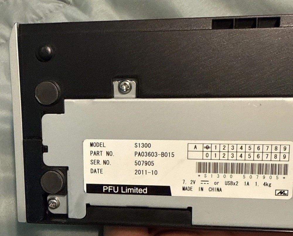 Fujitsu S1300 ScanSnap Document Scanner Tested & Working EUC