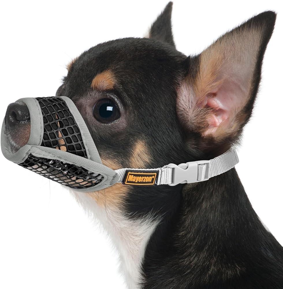 Dog Muzzle for Biting, Patented Soft Breathable Mesh Muzzle for