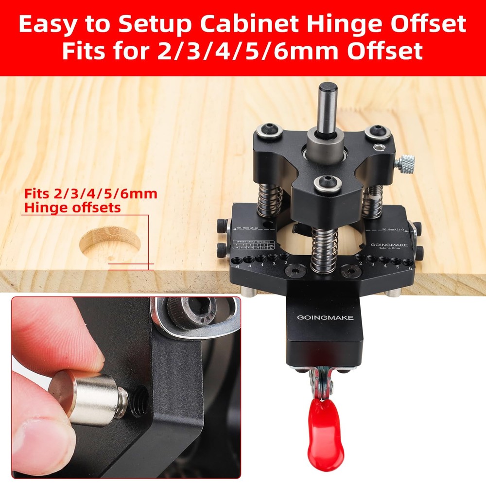 GOINGMAKE 3-Axis Concealed Hinge Jig Ultra with Extra Hinge Screw Hole Guide ...