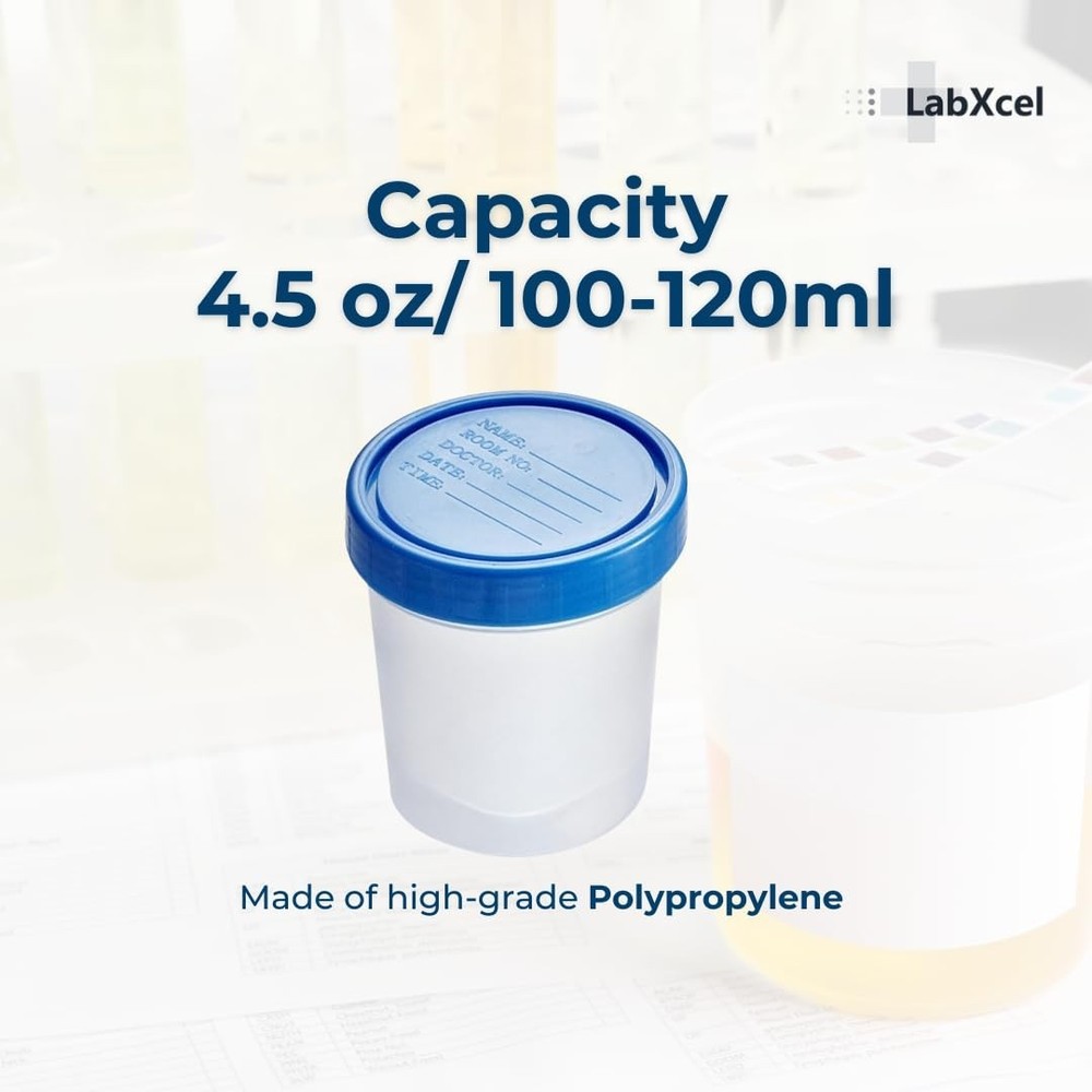 LabXcel Specimen Containers 120mL Polypropylene Screw Cap Jars
