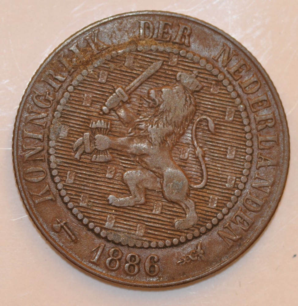1886  Netherlands Two and One Half Cent