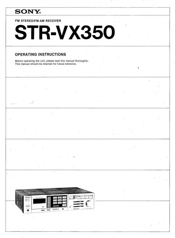 Sony STR-VX350 Receiver Owners Manual