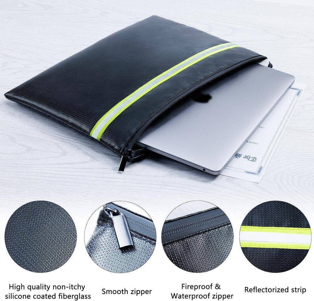 Fireproof Document Bag – 3 Pack (15" x 11", 13" x 9.7", 10.5" x 8") Fireproof