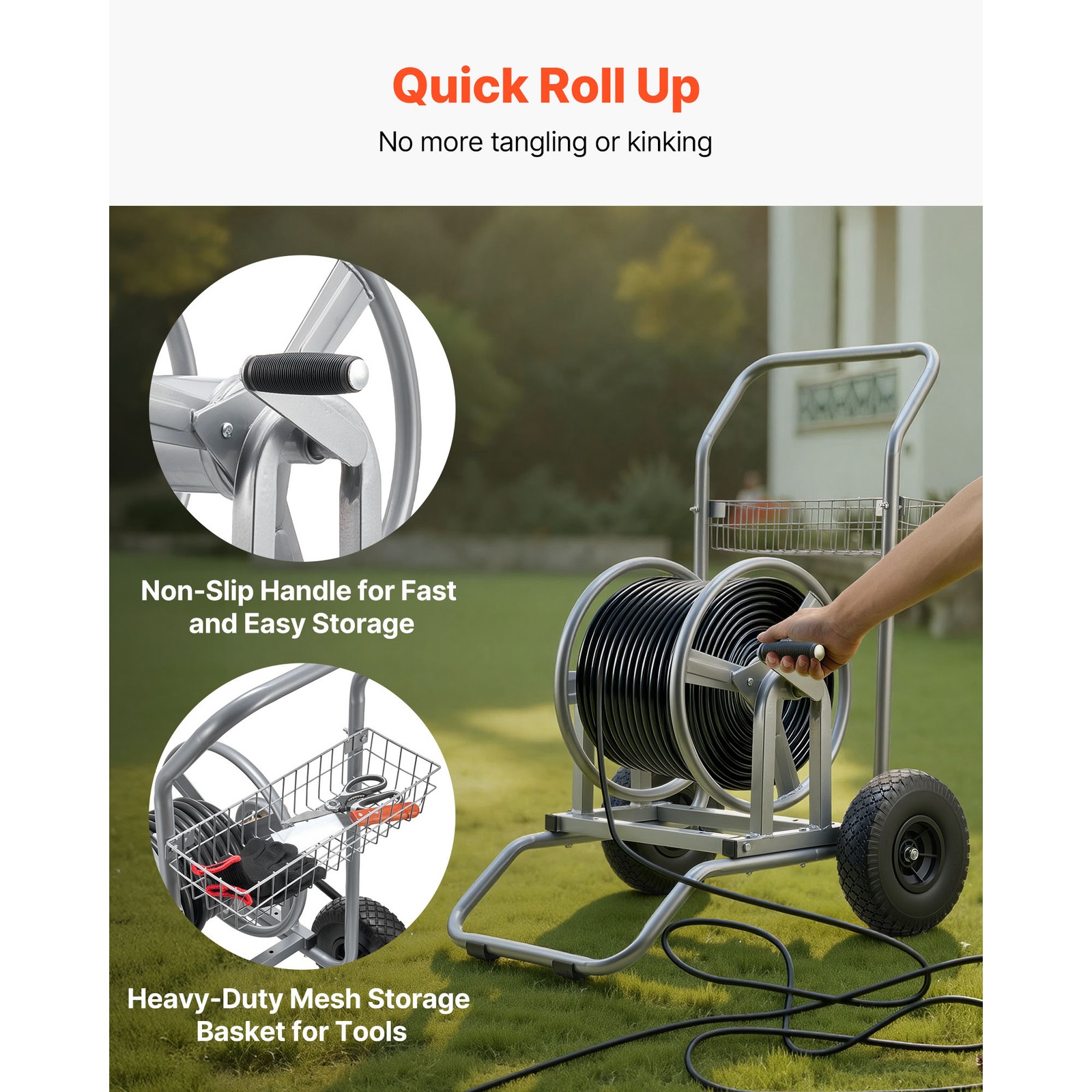 Uimoso Water Hose Reel Cart for 200/300 ft Garden Hose