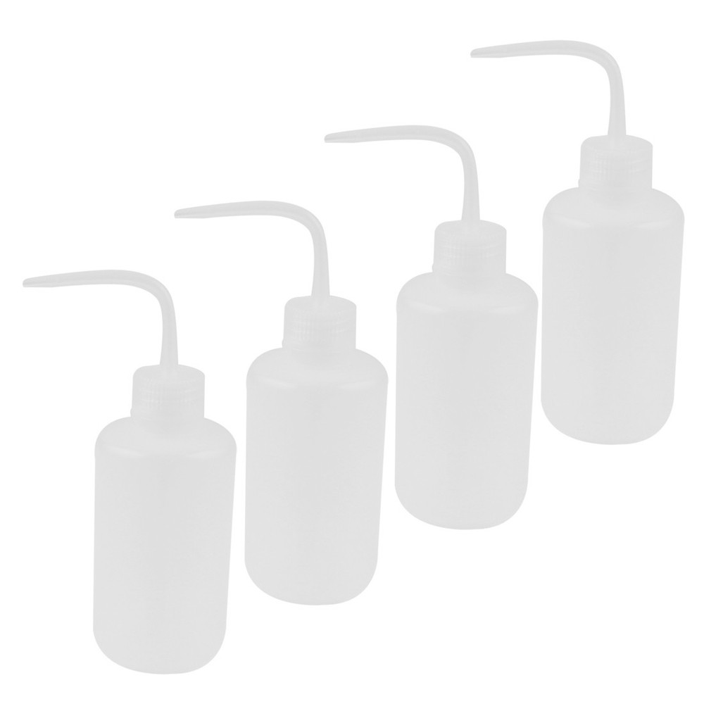 Lab Right Angle Bent Tip Plastic Liquid Storage Squeeze Bottle 250mL 4 Pcs