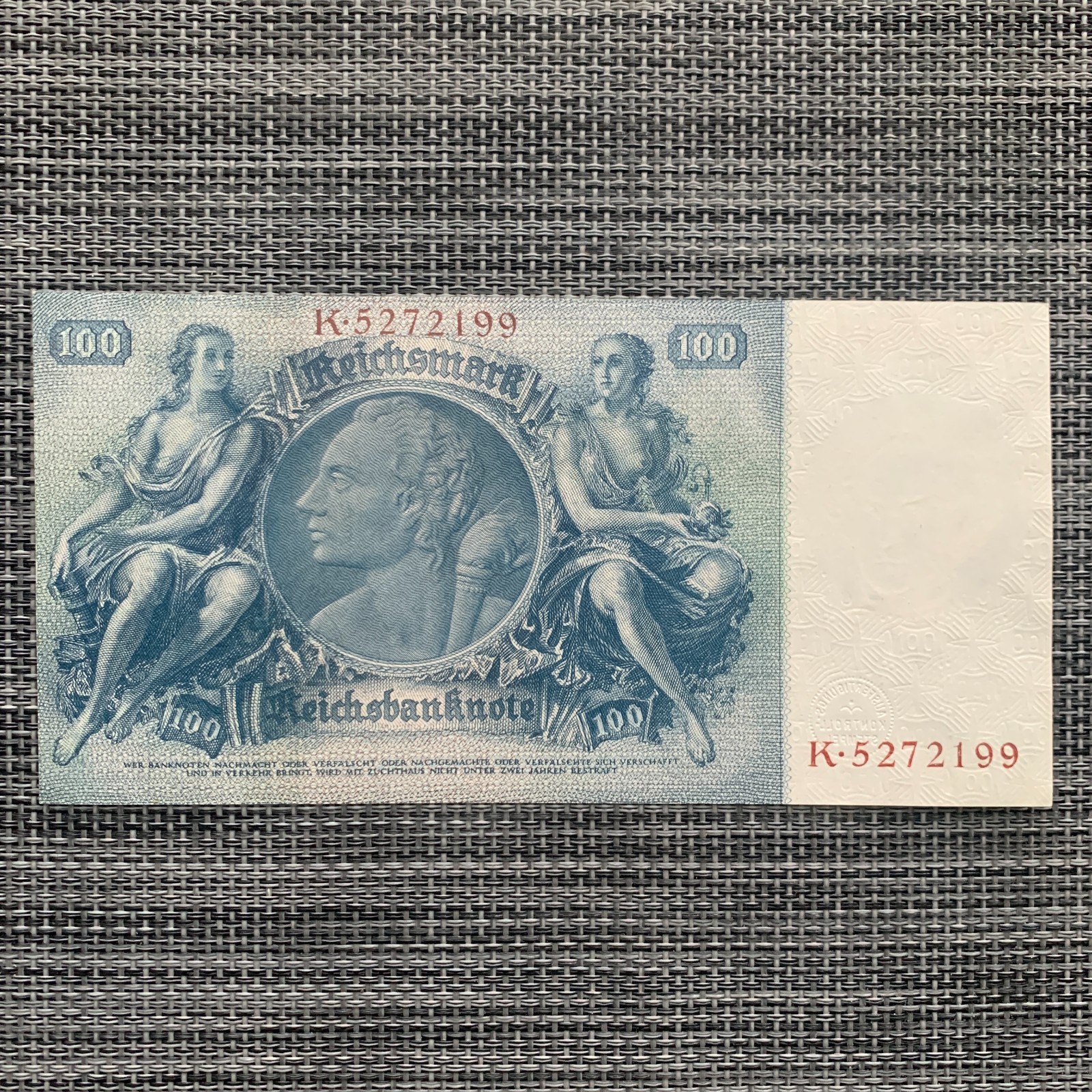 100 NAZI GERMAN Mark SWASTIKA Banknote (1935) P183 WWII, WW2 Currency Money