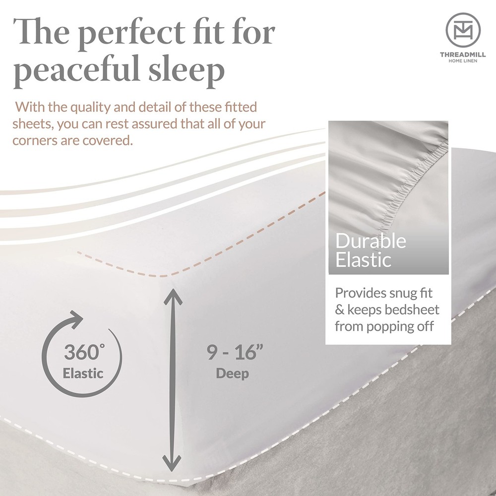 - Twin Sheets Sets Soft 100% Cotton Cooling Sheets Deep Pocket Snug Fit Elast...