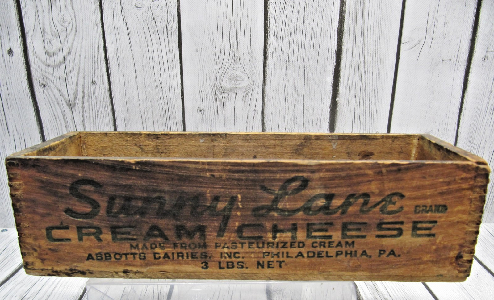 Vintage Sunny Lane Cream Cheese Box Wood 3 LBS Abbots Dairies Philadelphia, PA