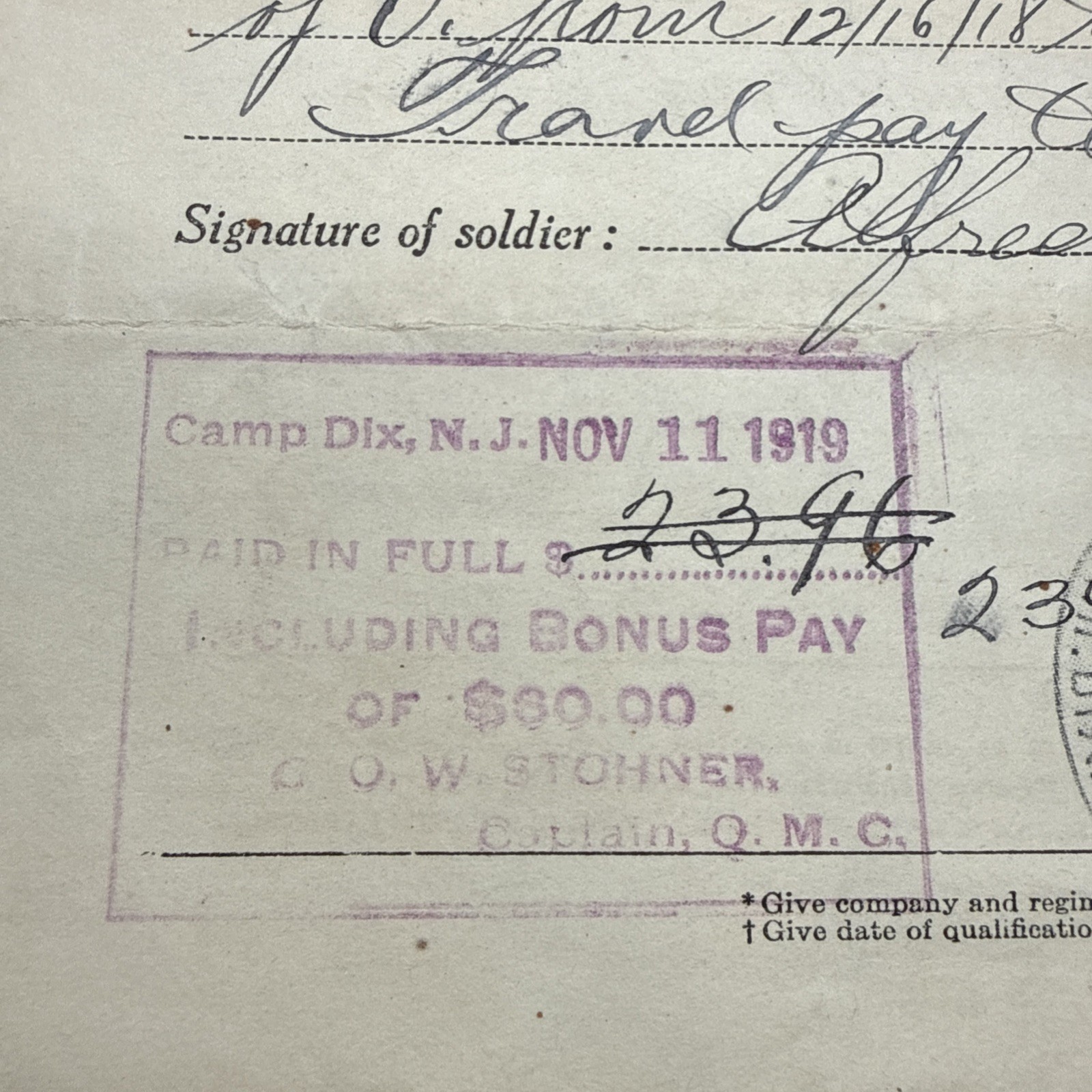 WWI 1918 3rd Infantry Division 6th Engineers Co. B Honorable Discharge Army AEF