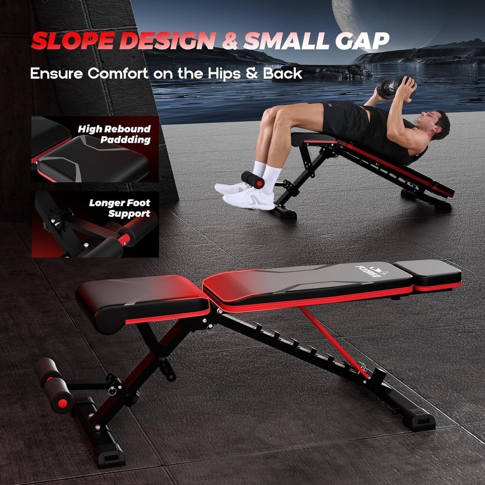 Adjustable Weight Bench with Headrest 750LBS Weight Capacity
